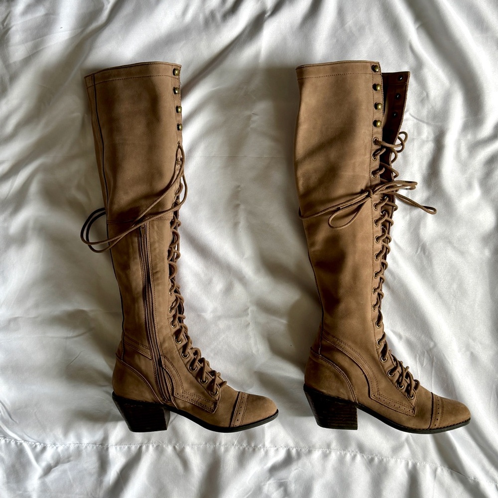 Free People X Jefferey Campbell Knee High Lace Up Joe Boot
